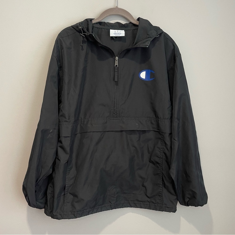 Men’s Champion Black Half Zip Windbreaker Pullover